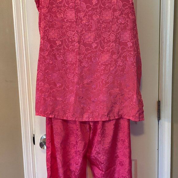 Adonna Pink 2 piece Pajama Sleeveless Button Top and Pants Size Medium - Picture 4 of 9